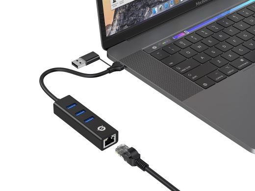 CONCEPTRONIC Adapter USB-C/-A3.0->3xUSB-A/GbE 5Gbs 0.18m sw