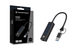 CONCEPTRONIC Adapter USB-C/-A3.0->3xUSB-A/GbE 5Gbs 0.18m sw