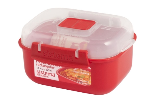 sistema Mikrowellenbehälter Eckig mit Ventil 525 ml rot