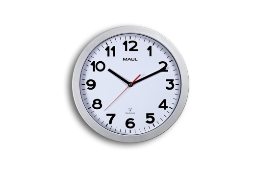 MAUL Wanduhr Step weiß/silber Kunststoff 30cm inkl. Batterie