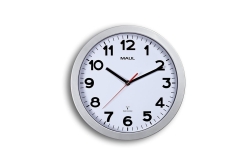 MAUL Wanduhr Step weiß/silber Kunststoff 30cm inkl....