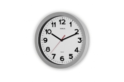 MAUL Wanduhr Step weiß/silber Kunststoff 30cm inkl....