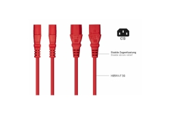 kabelmeister Kaltgeräteverlängerung C14 an C13 rot 2m