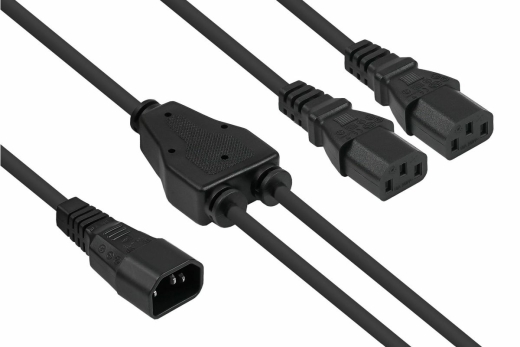 kabelmeister Y-Kaltgeräteverlängerung C14- 2xC13 schw. 0,3m