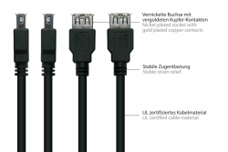 kabelmeister USB3.0 Verläng. A St.-A Bu. UL schwarz 1m