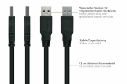 kabelmeister USB3.0 Verläng. A St.-A Bu. UL schwarz 2m
