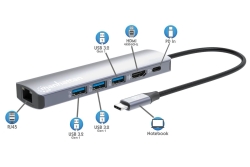 MANHATTAN 6-in-1 4K USB-C Dockingstation 1xHDMI 3xUSB 5 Gb/s