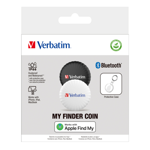 Verbatim MYFC-02BW My Finder Coin Bluetooth Finder 2pack B/W