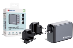 Verbatim GNC-200 GaN Charger 4 Port 200W USB A/C (EU/UK/US