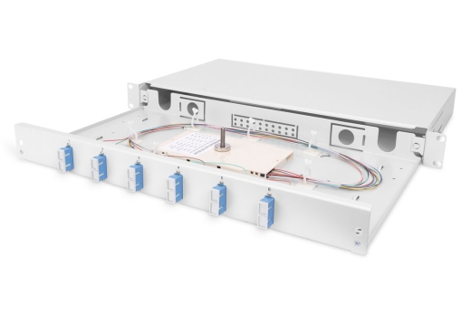 DIGITUS LWL Spleißbox 1HE bestückt 6x SC DX OS2 grau