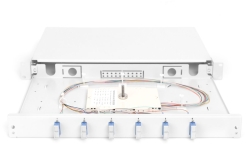DIGITUS LWL Spleißbox 1HE bestückt 6x SC DX OS2 grau