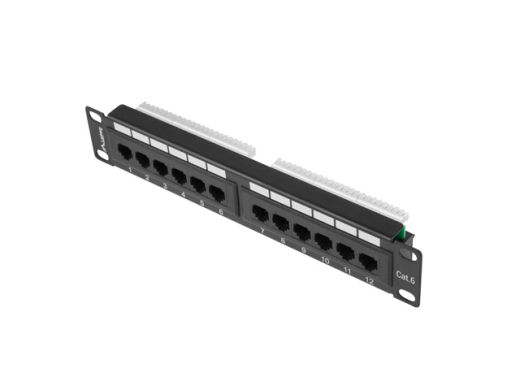 LANBERG 10 Patchpanel 1U 12-Port CAT.6 UTP schwarz