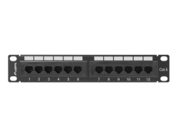 LANBERG 10 Patchpanel 1U 12-Port CAT.6 UTP schwarz