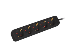 LANBERG Steckdosenleiste 3m 5x Schuko, Kupfer schwarz