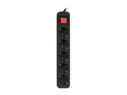 LANBERG Steckdosenleiste 3m 5x Schuko mit Schalter schwarz
