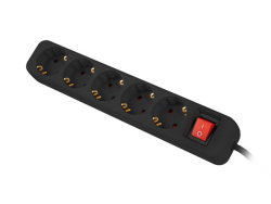 LANBERG Steckdosenleiste 3m 5x Schuko mit Schalter schwarz