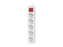 LANBERG Steckdosenleiste 3m 5x Schuko mit Schalter weiß