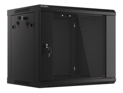 LANBERG 19 9U 600x450 Wandgehäuse Glastür (FlatPack) sw