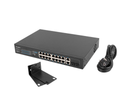 LANBERG Switch 16-Port PoE+/2x1Gb/1xSFP 10/19 unmanag. 150W