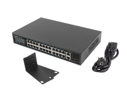 LANBERG Switch 24-Port 100MB PoE+/2x Combo Rack 19 250W