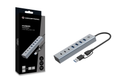 CONCEPTRONIC 7-Port Hub USB-A3.0/-C Adap.->4xA3.0+o.Netz. gr