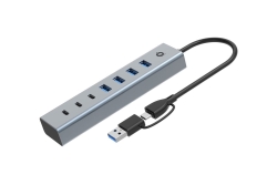 CONCEPTRONIC 7-Port Hub USB-A3.0/-C Adap.->4xA3.0+o.Netz. gr