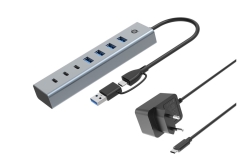 CONCEPTRONIC 7-Port Hub USB-A3.0/-C Adap.->4xA3.0+m.Netz. gr