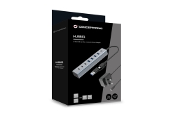 CONCEPTRONIC 7-Port Hub USB-A3.0/-C Adap.->4xA3.0+m.Netz. gr