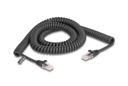 DELOCK RJ45 Spiralkabel Stecker zu Stecker Cat.5e 3m schwarz