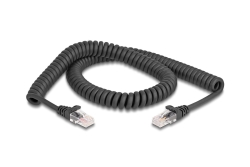 DELOCK RJ45 Spiralkabel Stecker zu Stecker Cat.5e 2m schwarz