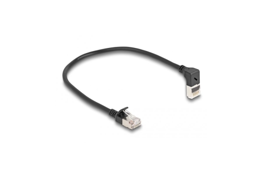 DELOCK RJ45 Netzwerkkabel Cat.6A S/FTP Slim 90° 0,25m schwar