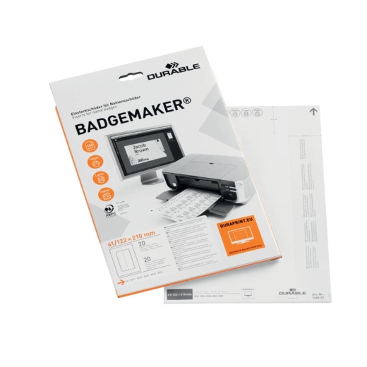 BADGEMAKER® Einsteckschilder - 61/122 x 210 mm, weiß