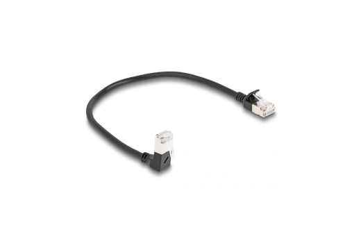DELOCK RJ45 Netzwerkkabel Cat.6A S/FTP Slim 90°unten 0,25m s