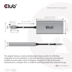 Club3D Adapter Thunderbolt 3 > 2x DP 1.2 4K@60Hz aktiv...