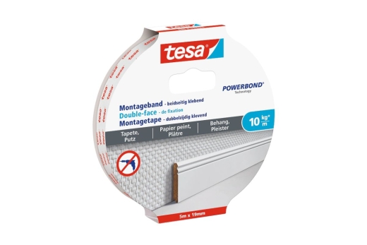 tesa Montageband Tapete&Putz 10kg 5m x 19mm