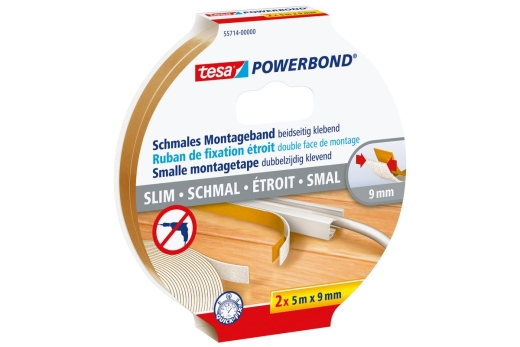 tesa Powerbond Montageband 2x 5m x 9mm schmal