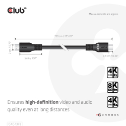 Club3D HDMI-Kabel A -> A 2.1 Ultra High Speed 8K60Hz...