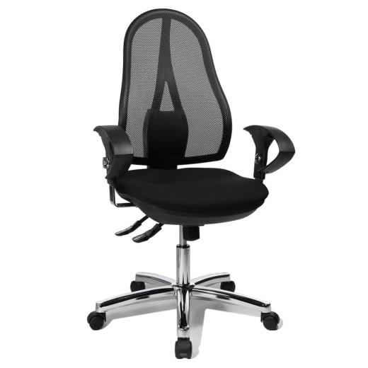 Bürodrehstuhl Open Point SY Deluxe - schwarz, mit Armlehnen, Sicherheitsdoppelrollen für alle Böden