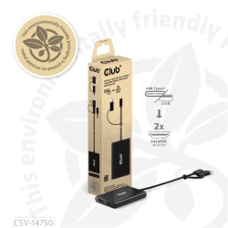 Club3D Adapter USB-C (USB A Adapter) > 2x HDMI 4K@60Hz St/Bu retail