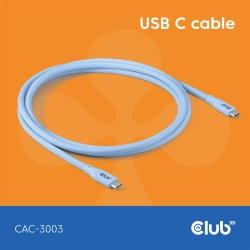 Club3D Lifestyle USB-C Kabel PD 240W,20Gbps 2m blau St/St...
