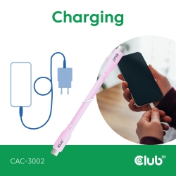 Club3D Lifestyle USB-C Kabel PD 240W,20Gbps 2m rosa St/St retail