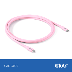 Club3D Lifestyle USB-C Kabel PD 240W,20Gbps 2m rosa St/St retail