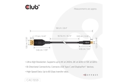 Club3D Kabel USB Typ C <-> DP 2.1 1m 10K60Hz St/St retail