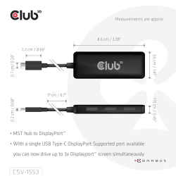 Club3D MST-Hub USB 3.2 Typ C > 3x DP 4K60Hz St/Bu retail
