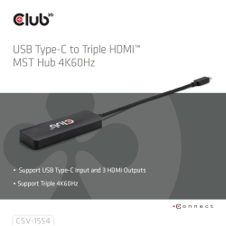 Club3D MST-Hub USB 3.2 Typ C > 3x HDMI 4K60Hz St/Bu...