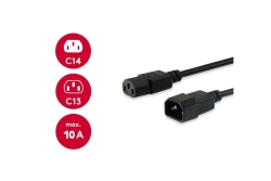 Equip Kaltgeräteverl.-Kabel IEC C14->IEC C13 St/Bu 3.00m PVC Polybeutel