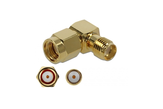 DELOCK Adapter RP-SMA Stecker zu SMA Buchse 90° 10 GHz
