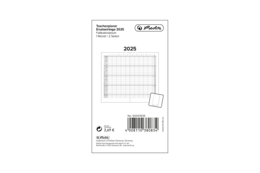 Herlitz Taschenplaner Ersatzeinlage mit Leporello-Falzung