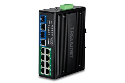 TRENDnet 10-Port Industrial Gigabit 400W PoE++ DIN-Rail Swit
