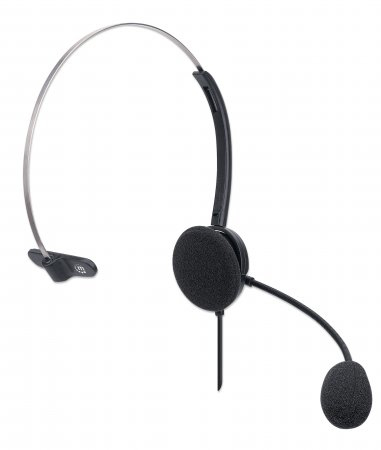 MANHATTAN USB Mono Headset Over-Ear USB-A-Stecker schwarz